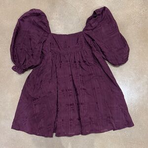 Storia Plum Puff Sleeve Dress